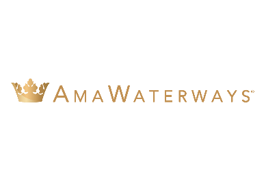 AmaWaterways Logo with Gold Text and Crown Icon